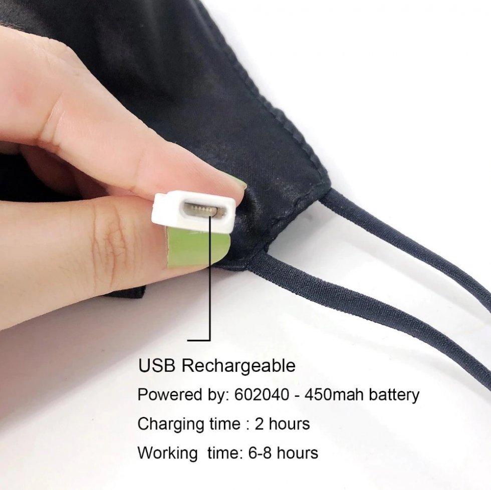 Smart face mask na may LED display 150x33mm control sa pamamagitan ng ...