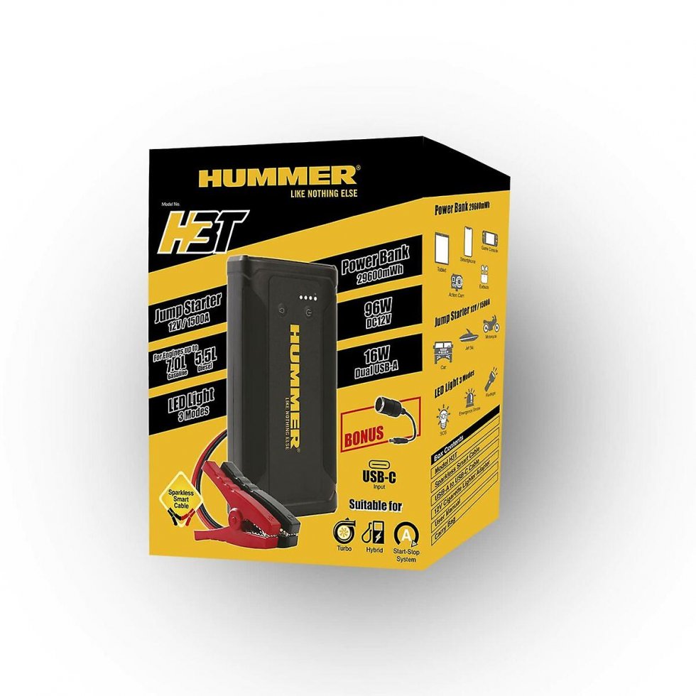 Car starter box up to 7,0L gasoline + Power bank 8000mAh + 2x USB + 1x microUSB + LED light - Hummer H3T