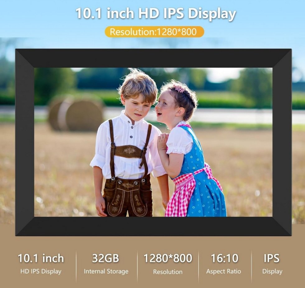 Digital photo frame Wifi 10,1'' with display and 32 GB internal memory ...