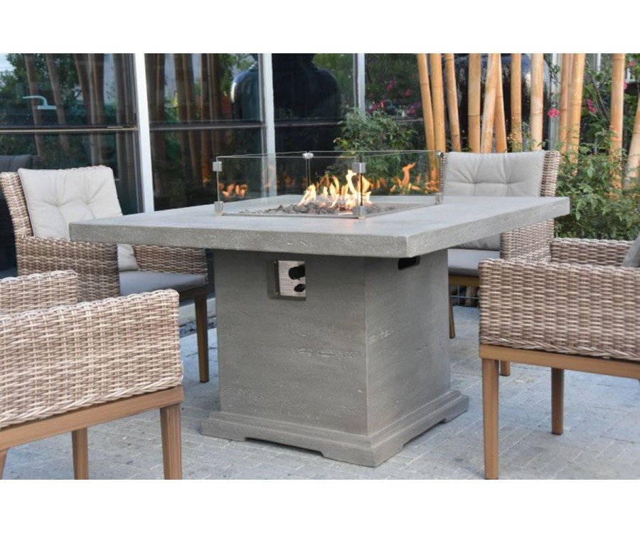 Outdoor Dining Table With Fire Pit, Rectangular Fire Pit Dining Table
