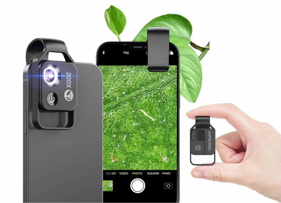 Microscope lens for mobile phone with LED and CPL filter - portable for ...