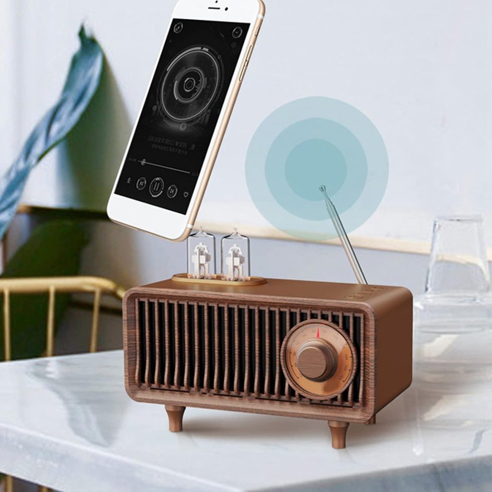 Radio Vintage AM/FM/SW Avec Bluetooth - Design Rétro En Bois - Alimentation Batterie Ou Secteur - Haut-parleur Transparent - Pour La Maison
