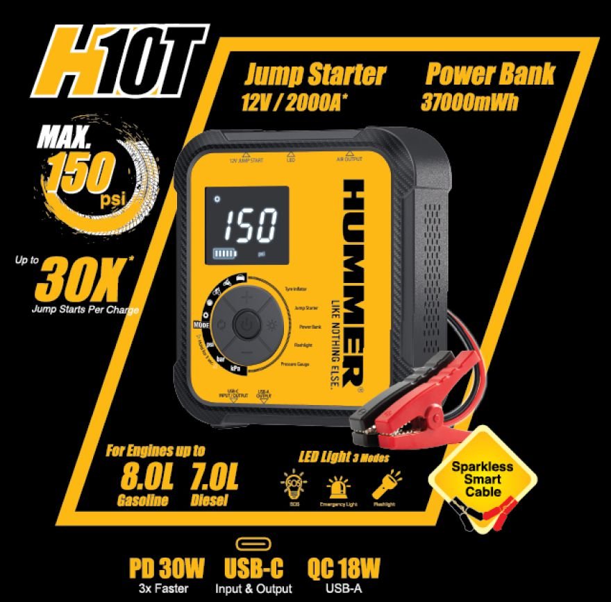 Jump starter and compressor Hummer H10T AirForce + Powerbank 10000