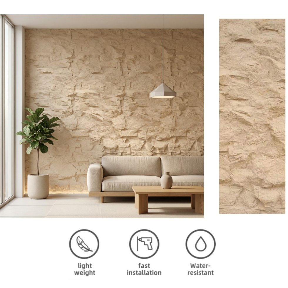 3D PU Wall Panels - Faux Stone Interior Cladding - NIVO | Cool Mania