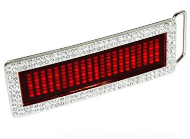 Lot-12-Programmable LED Light Text Screen Display Scrolling Red LED Belt Buckle 