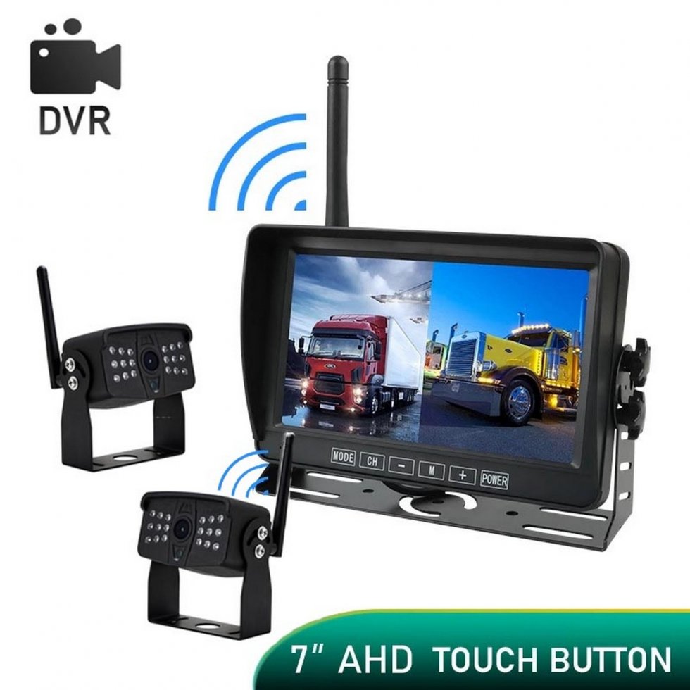 GREENAUTO Telecamera Wireless FHD 1080P Per Retromarcia – Schermo IPS 5'' Con Ricevitore