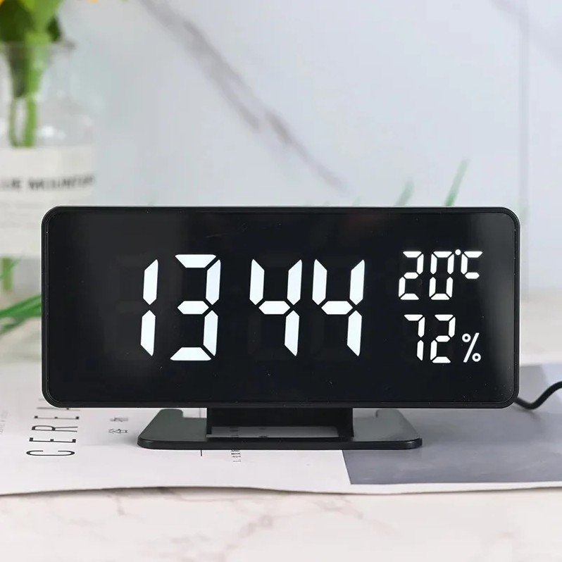 Sveglia Digitale Gecheer A LED Con Grande Schermo A Specchio Da 5,5 Pollici, Due Porte USB, Volume E Luminosità Regolabili
