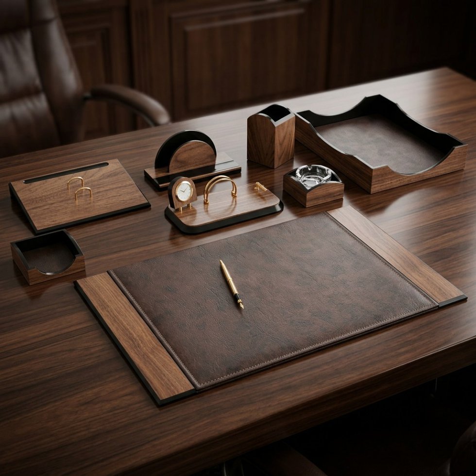Pwshymi Boîte de rangement de bureau en simili cuir Boîte de rangement