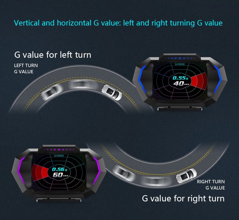 Car on board computer HUD display 3,5" - Multifunctional sports Accelerometer Display