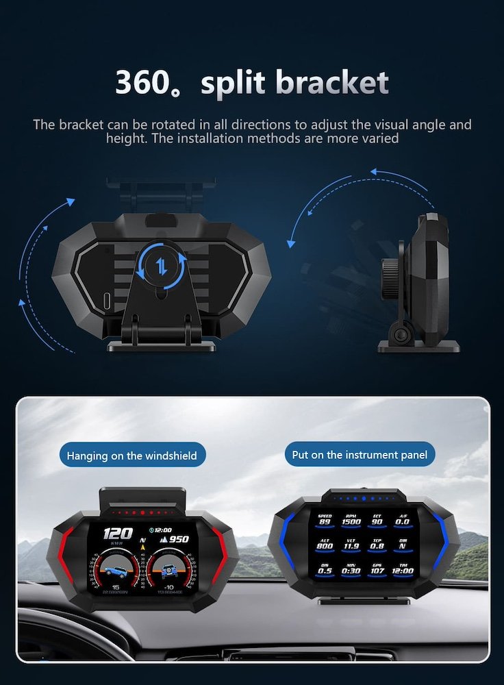 Car on board computer HUD display 3,5" - Multifunctional sports Accelerometer Display