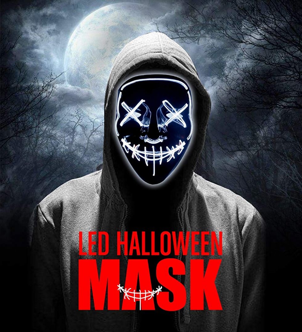 Halloween LED Mask Flashing - Purge (White) | Cool Mania